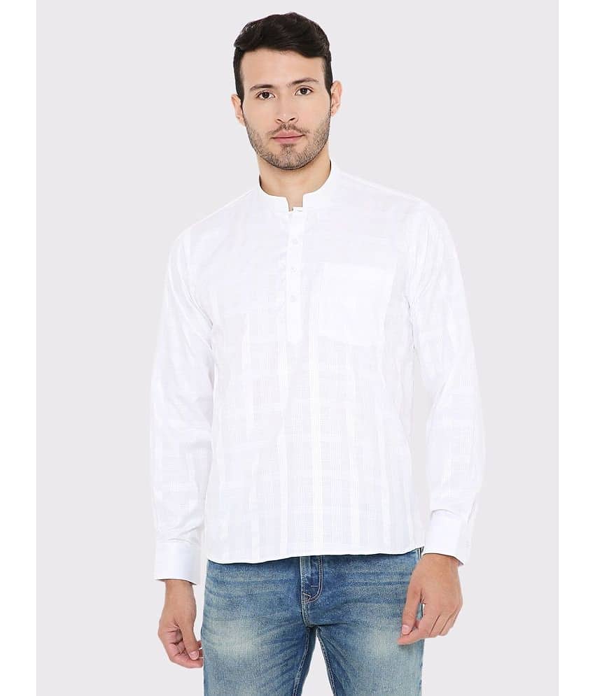 Maharaja - White Linen Men's Regular Kurta ( Pack of 1 )