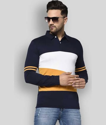 Glito Pack of 1 Cotton Regular Fit Colorblock Full Sleeves Men's Polo T Shirt ( Multicolor )