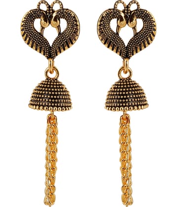 SILVER SHINE  Beautiful Peacock Heart Shape Tassel Dangler Earrings for Women