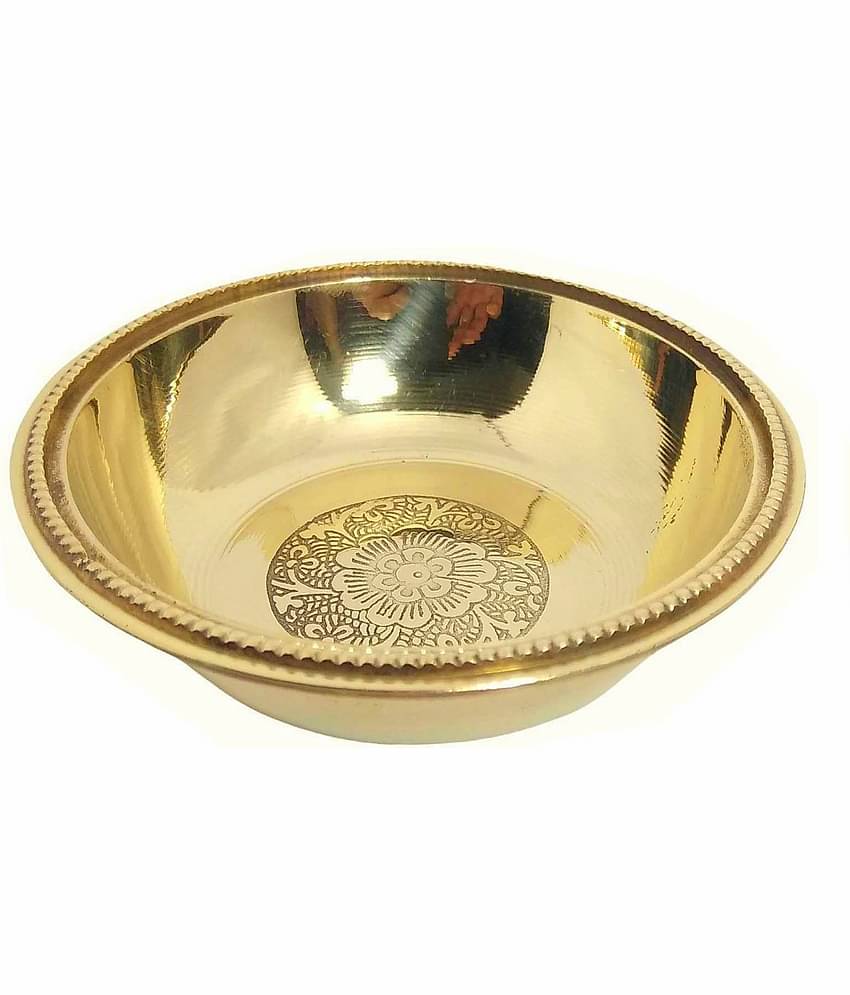 A & H ENTERPRISES - Sweet Dish Bowl / Halwa Plate Brass Serving Bowl 100 mL ( Set of 1 )