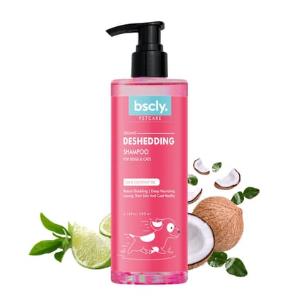 Bscly Organic Deshedding Dog Shampoo with Lime & Coconut Oil | Dog Shampoo for Pomeranian, Shih tzu Puppy, German Shepherd, Labrador & Golden Retriever, Dogs Shampoo, 200 ml