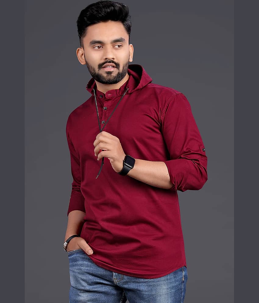 Nofilter 100% Cotton Regular Fit Dyed Full Sleeves Men's Casual Shirt - Maroon ( Pack of 1 )