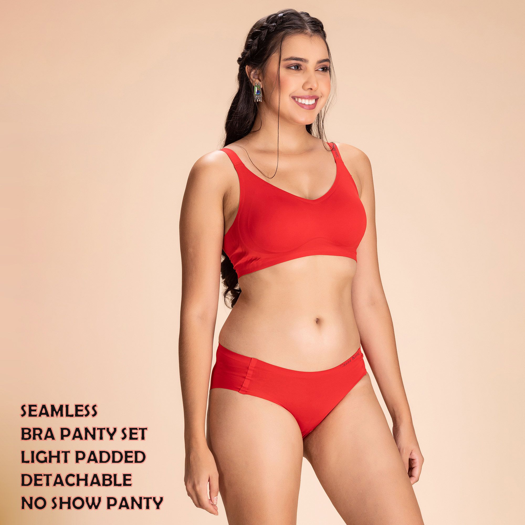 Seamless Bridal T-Shirt Without Wire Full Coverage High Support Bra Panty Set