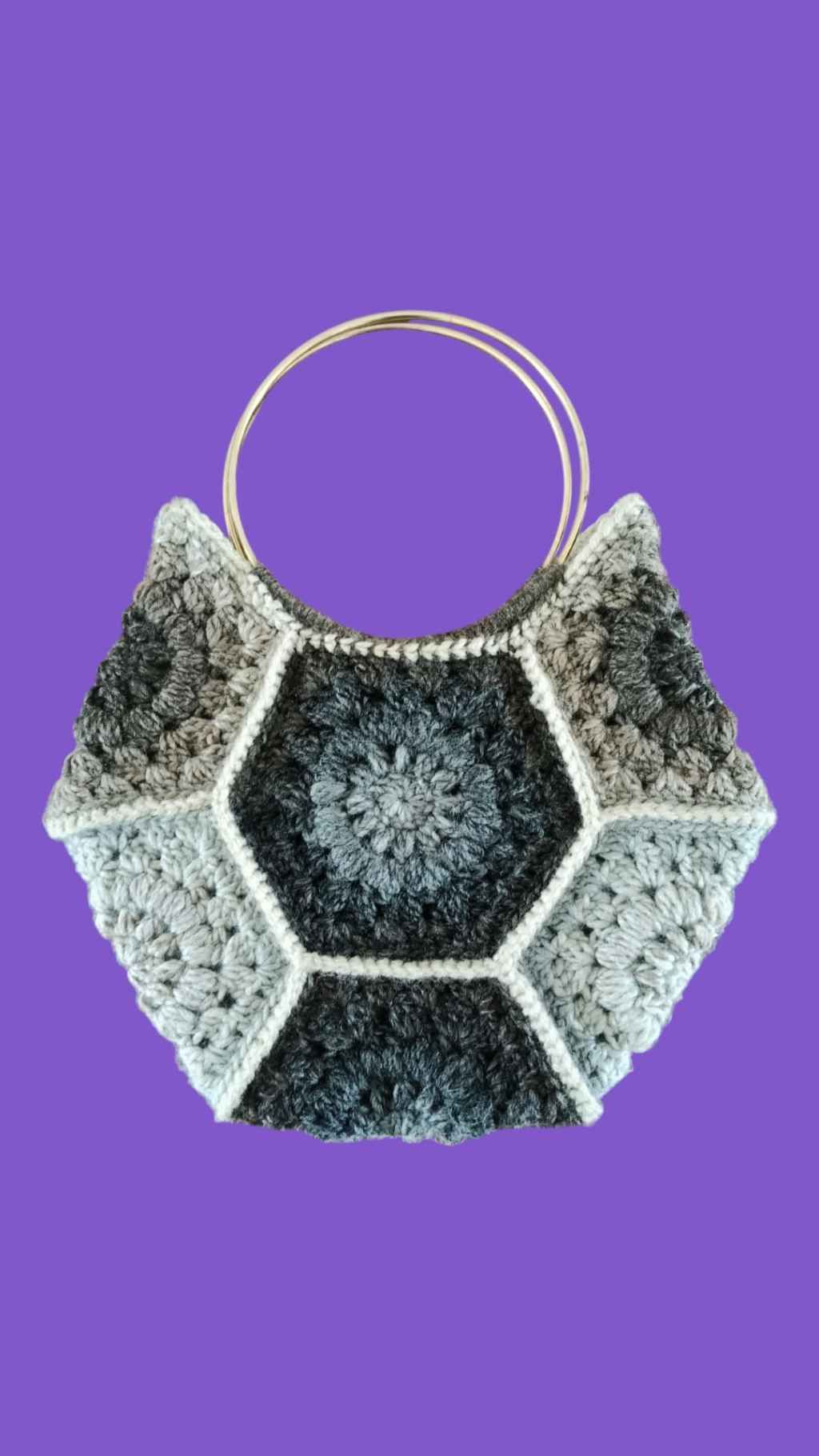 Brown Shaded Hexagonal Crochet Women Bag