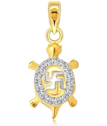 Vighnaharta Swastik Kachva CZ Gold and Rhodium Plated Pendant