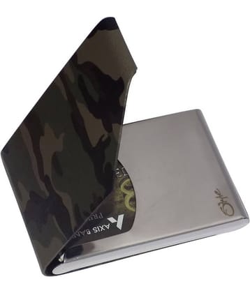 STYLE SHOES Leather Army Silver Green Atm, Visiting , Credit Card Holder, Pan Card/ID Card Holder , Pocket wallet Genuine Accessory for Men and Women