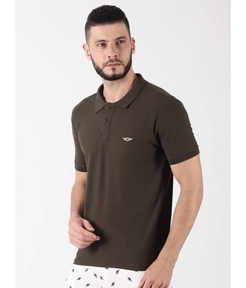 Force NXT Pack of 1 Cotton Regular Fit Solid Half Sleeves Men's Polo T Shirt ( Brown )