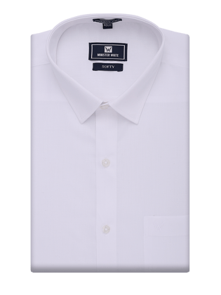 Mens Cotton Regular Fit White Shirt Softy-36 / F/S