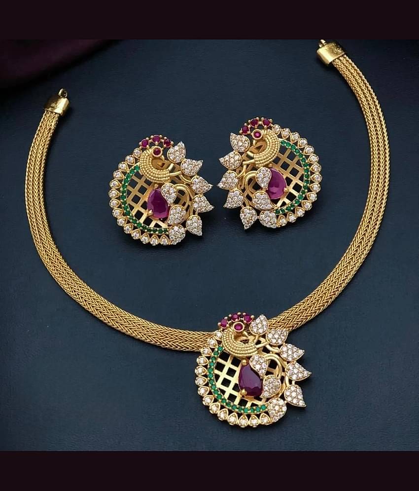 KC JEWELS Gold Brass Necklace Set ( Pack of 1 )