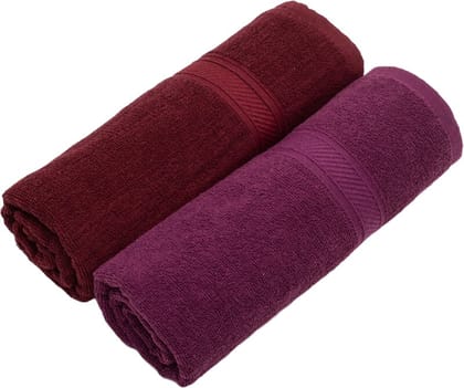 Furnofy Cotton 450 GSM Bath Towel Merun, Magenta (Pack Of 2)