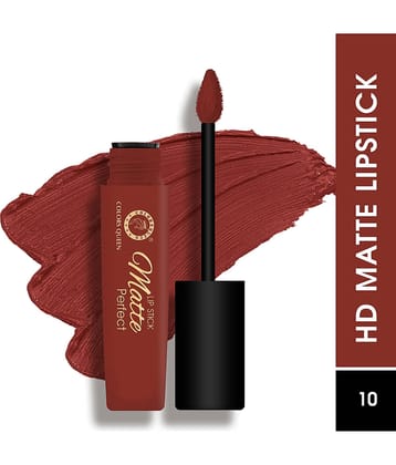Colors Queen Matte Perfect Non Transfer Matte Liquid Lipstick 3g, Brick Red (Shade - 10)