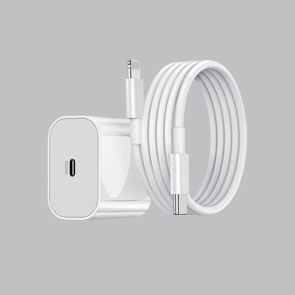 20W MFi-Certified Fast Charger & Cable for iPhone 14/13/12/11/X/XR Series  White