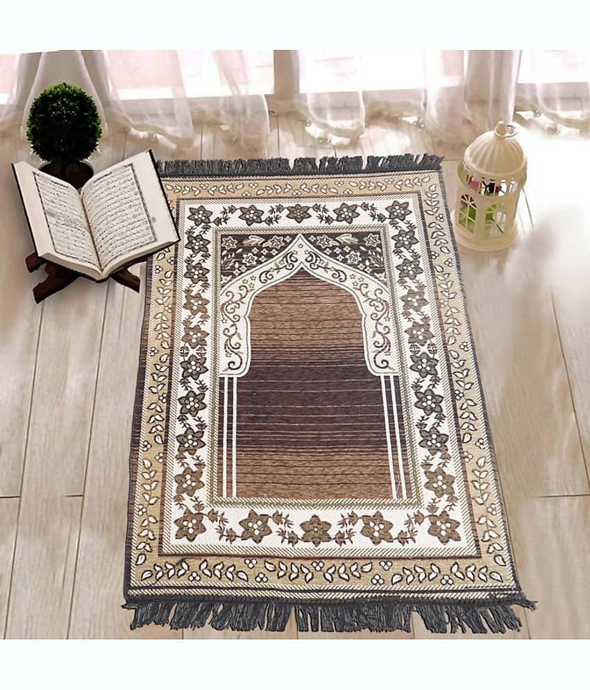 FURNISHING HUT Brown Single Regular Velvet Prayer Mat ( 110 X 70 cm )