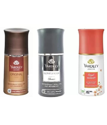 Yardley London Orignal roll on,Gentleman Classic ,Royal Bouquet Deodorant Roll-on - For Men & Women  (50 ml each, Pack of 3).
