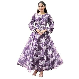 SARINKU Georgette Gown Dress for Women Stylish Ethnic Gown Long One Piece for Girl and Women