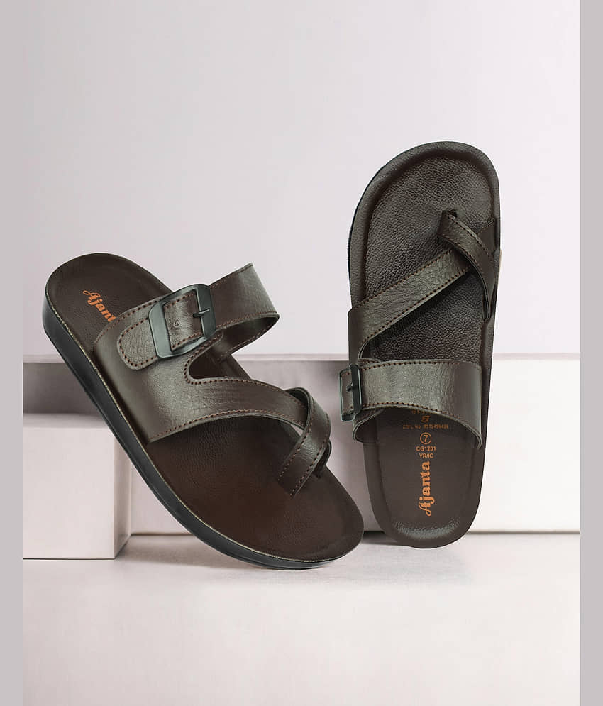 Ajanta Brown Men's Leather Slipper