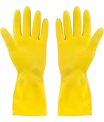 DarkShri Yellow Rubber Large Cleaning Gloves ( Pack of 2 )