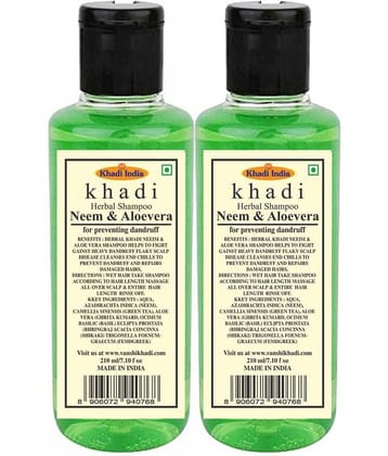 Khadi Herbal Neem & Aloevera Shampoo 420 mL Pack of 2
