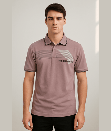 Dollar Men Cotton Regular Fit Printed Polo T Shirt ( Purple )