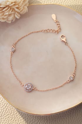 Minimal Cluster Rose Gold Plated Sterling Silver Chain Bracelet-Rose / 6 inches adjustable upto 8 inches