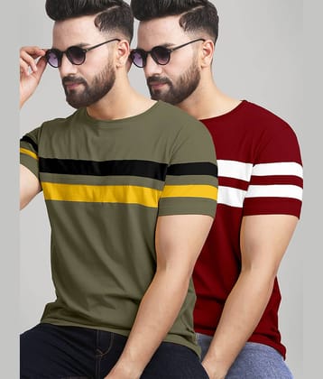 AUSK Pack of 2 Cotton Blend Regular Fit Men's T-Shirt ( White )