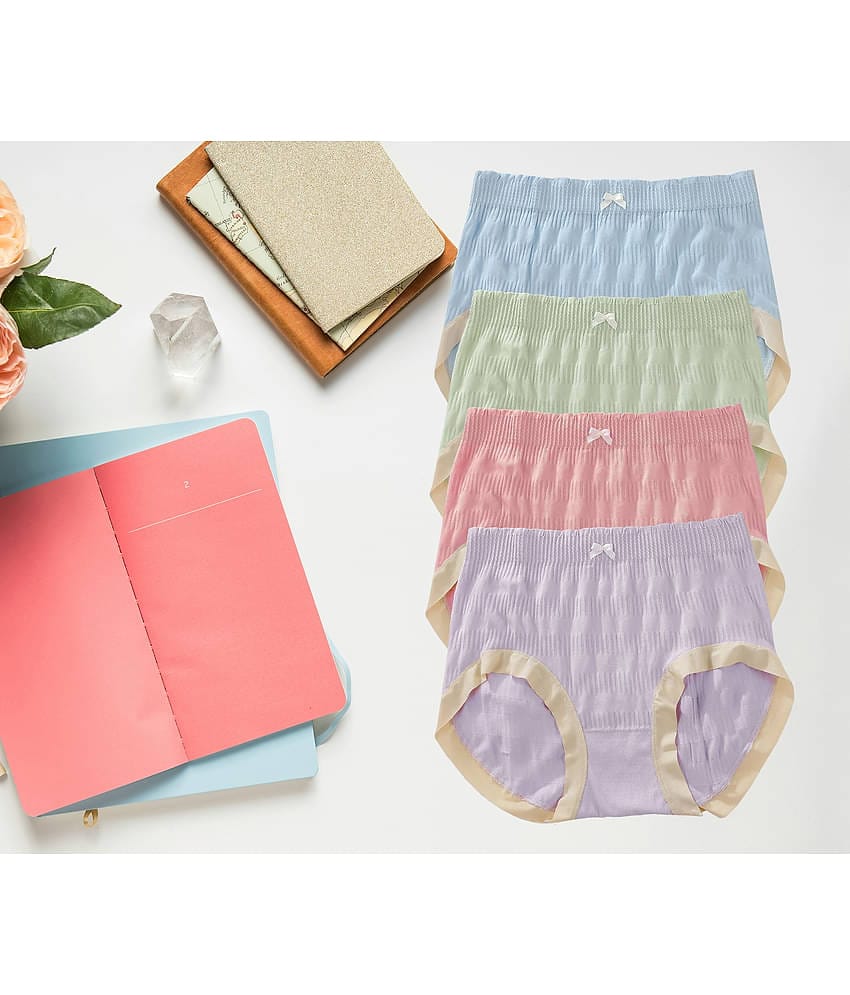 Flenzy Pack of 4 Nylon Hipster For Women ( Multicolor10 )