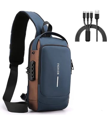 Gjshop Blue Solid Messenger Bag