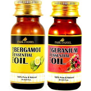 PARK DANIEL Premium Bergamot and Geranium Essential oil combo pack of 2 bottles of 30 ml- Pure and Natural(60 ml) (60 ml)