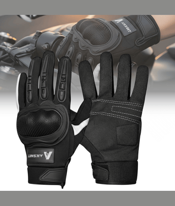 AKSMIT Black Polyester Men's Biker Gloves ( Pack of 1 )