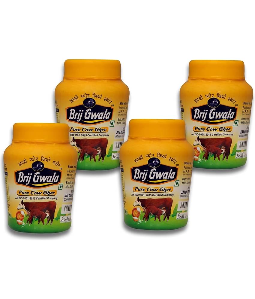 BRIJ GWALA Made Traditionally from Curd Ghee for Better Digestion and Immunity Ghee 200 mL Pack of 4