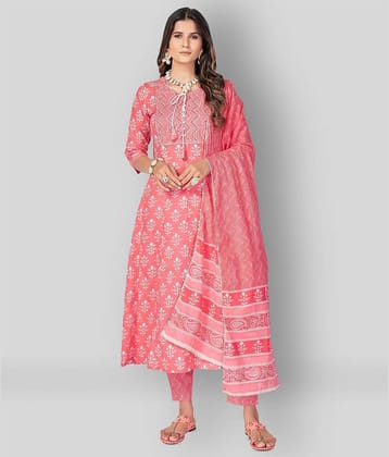 Vbuyz - Pink A-line Cotton Women's Stitched Salwar Suit ( Pack of 1 )