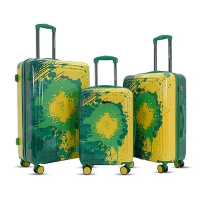 American Traveller TourisGlide Sport Luggage Trolley Bag Set of 3 (PC) Durable Hard Shell for Travel Suitcase with 360 Disk Wheels| TSA Type Lock| Heavy-Duty Lining| Football Splash