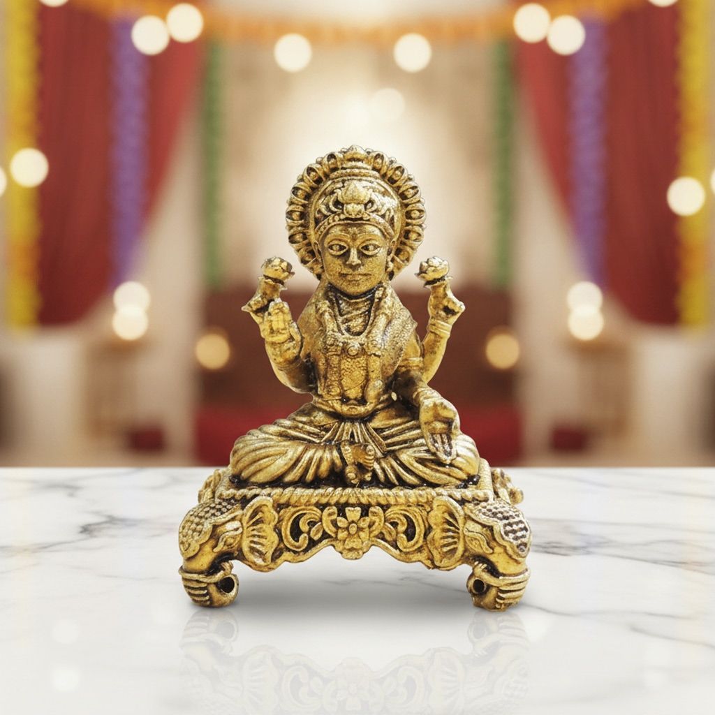 Mini Brass Laxmi Ji Idol Statue for Diwali Pooja & Gifting, Height : 2 Inch (BSMAS1925 L) - Pooja Needs | Buy online on ZillyBuy