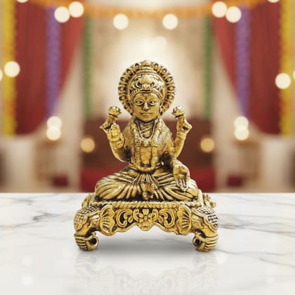 Mini Brass Laxmi Ji Idol Statue for Diwali Pooja & Gifting, Height : 2 Inch (BSMAS1925 L)