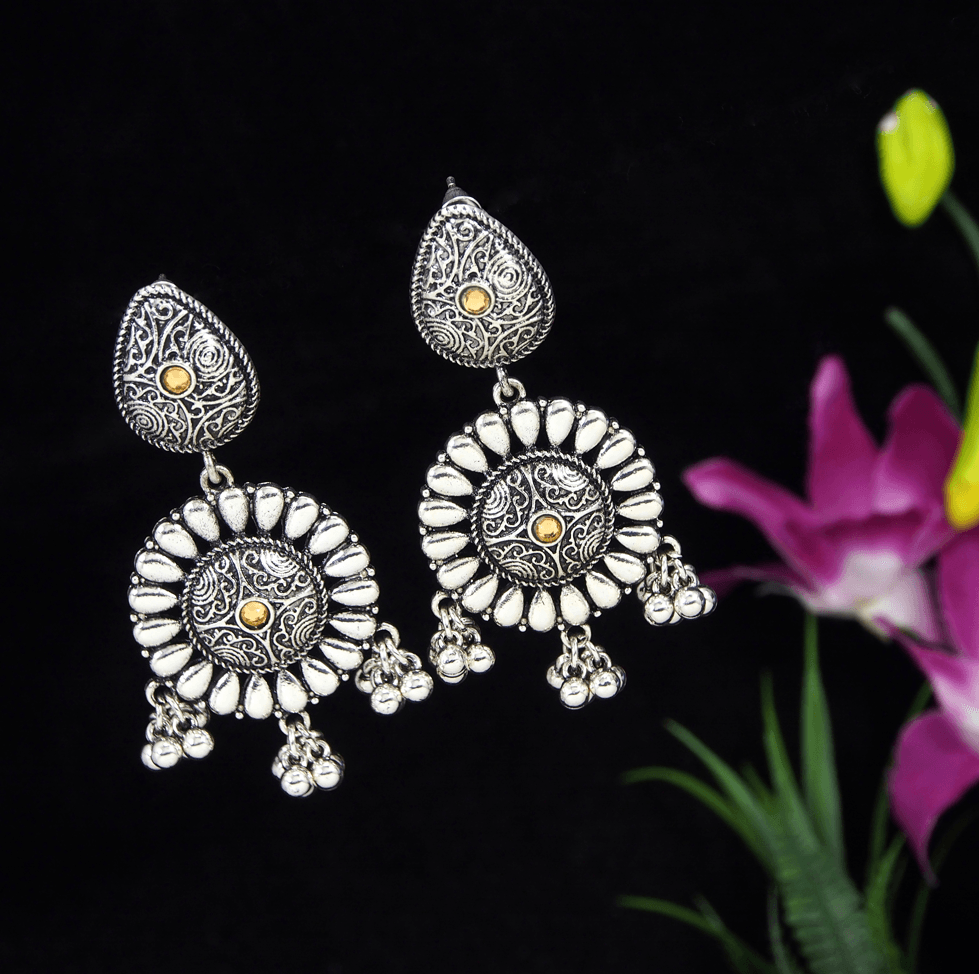 Antique Gold/Silver Plated Floral Trendy Drop Earring- AER 3199