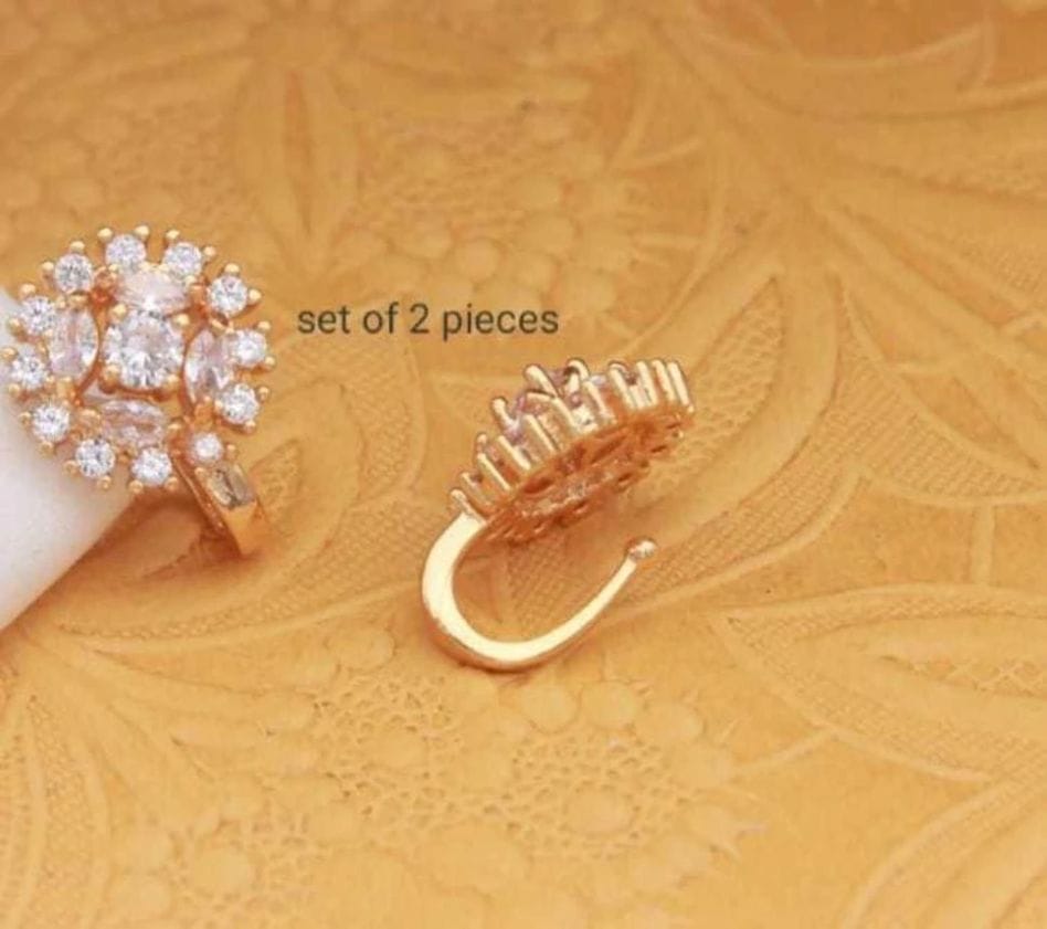 U-Shape Nose Stud With Nuggets - Pack of 2