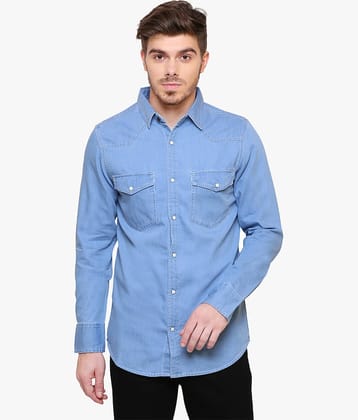 Kuons Avenue - Light Blue Denim Slim Fit Men's Casual Shirt ( Pack of 1 )