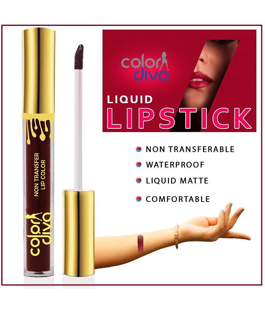 COLOR DIVA Non Transfer Matte Liquid Lipstick, Wine Bery, 6ml