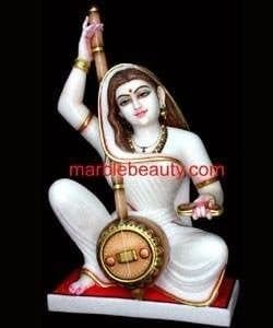 Handcrafted Marble Mirabai Statue with Ektara - Symbol of Devotion