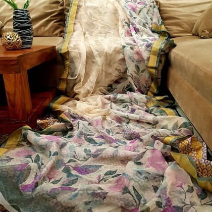AWESOME LINEN COTTON PRINTED SAREE - 1871