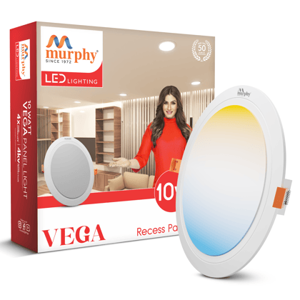 Murphy 10W Vega 3-IN-1 Color Changing Round Recess Panel Light : CW+WW+NW-CW+WW+NW / Pack of 1