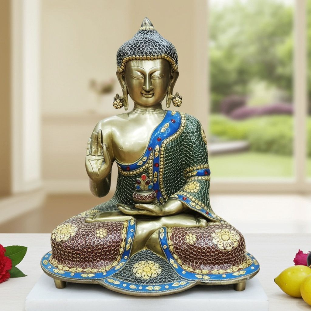 Brass Buddha God Idol - Spiritual Home & Office Decor, Height : 19.5 Inch (BSMAS1554 A)