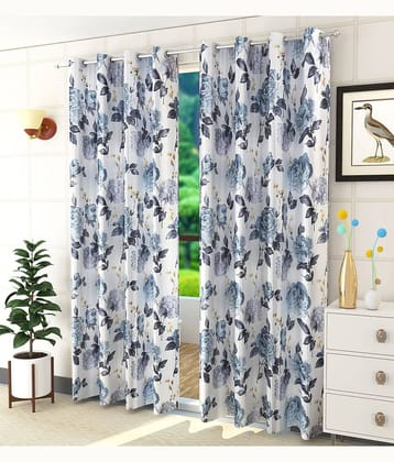 Homefab India Floral Room Darkening Eyelet Curtain 5 ft ( Pack of 2 ) - Light Grey