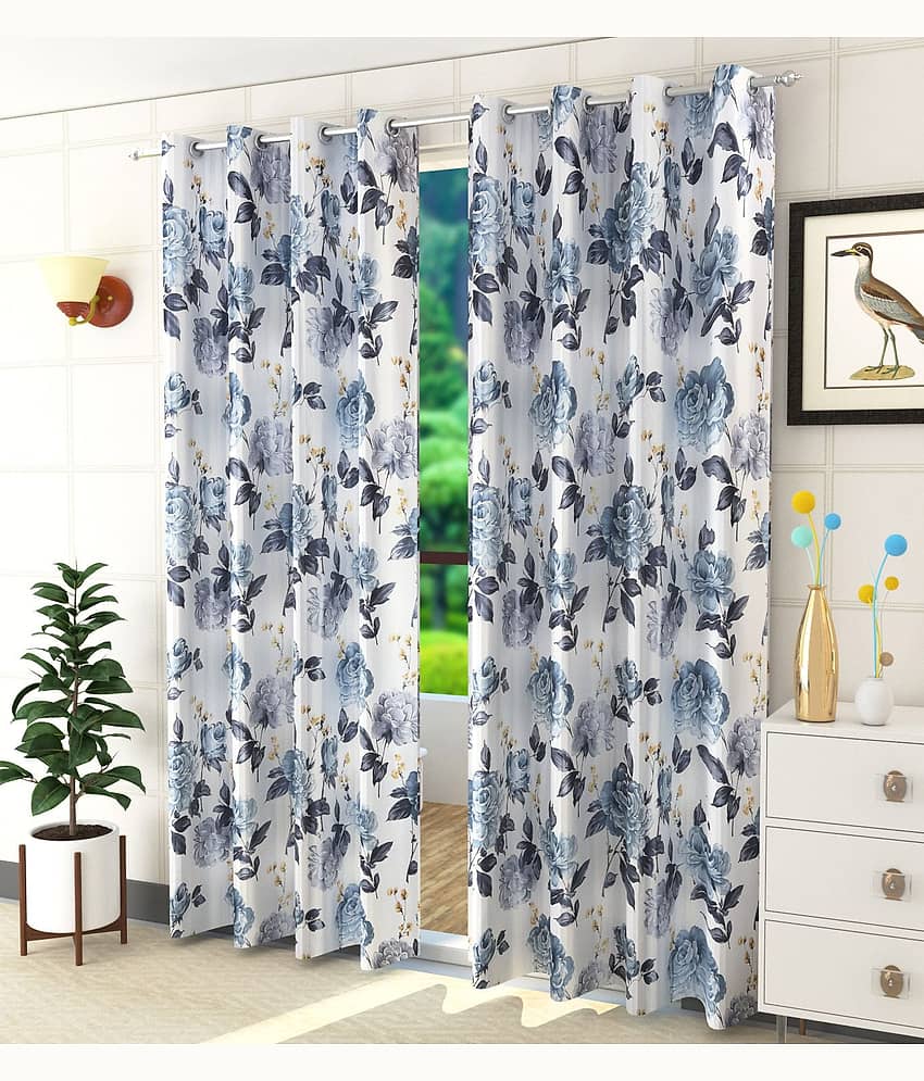Homefab India Floral Room Darkening Eyelet Curtain 5 ft ( Pack of 2 ) - Light Grey