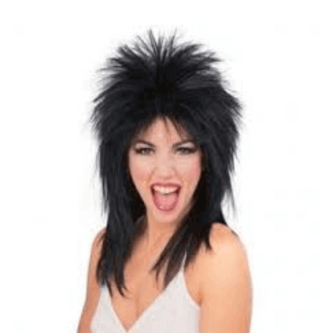 Rockergirl Black Wig for Halloween Cosplay Party, Rockstar Party, Funny Wigs, black wig for girls - 1PC