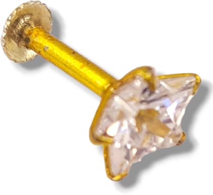 Designer Real Gold Looking White Star Nosepin