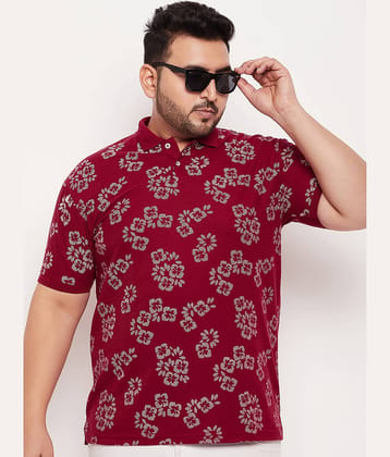 GET GOLF Pack of 1 Cotton Blend Regular Fit Printed Half Sleeves Men's Polo T Shirt ( Maroon )