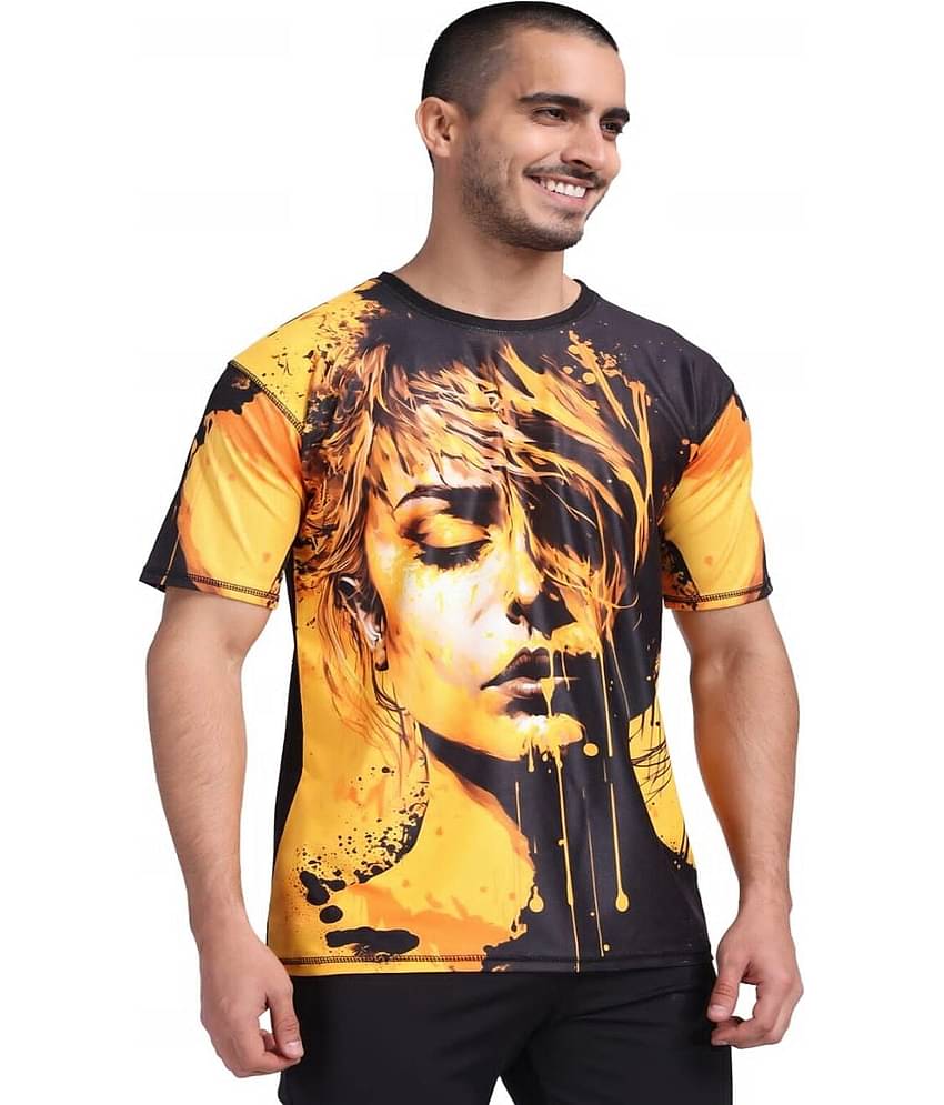 yellow tree Polyester Regular Fit Printed Half Sleeves Men's Round T-Shirt - Multicolor ( Pack of 1 )
