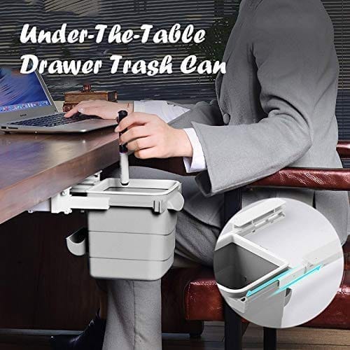 Mini Kitchen Dustbin Hidden Retractable Office Desk Dustbin Mini Trash Can Cabinet Door Trash Holder Adhesive Garbage Waste Dustbin for Home Kitchen, Office, Factory, Car, Bedroom