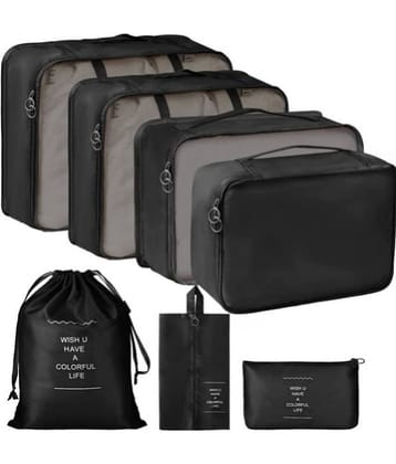 House Of Quirk Black Travel Organizer Bag Set of 7